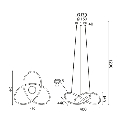 ACA LIGHTING - LED Полилей HM92LEDP48WH