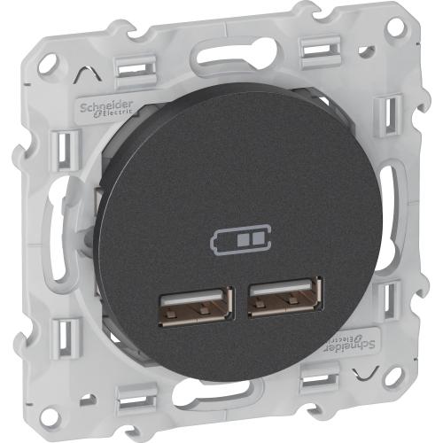 SCHNEIDER ELECTRIC - S540407 Odace - doube USB charger 2.1 A - anthracite