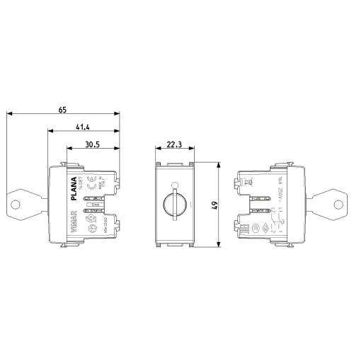 VIMAR - 14087.SL - 2P NO 16A push button +key Silver
