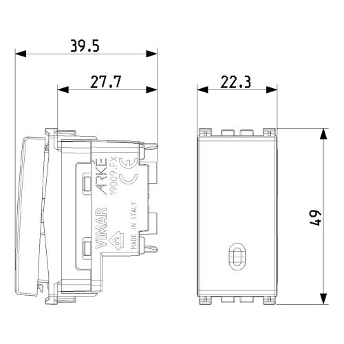 VIMAR - 19009.FX - 1P 10AX reversing switch screwless grey