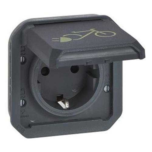 LEGRAND - Socket schuko 16A for charging of two-wheeled EV mechanism color Anthracite IP55 Plexo New 69886L