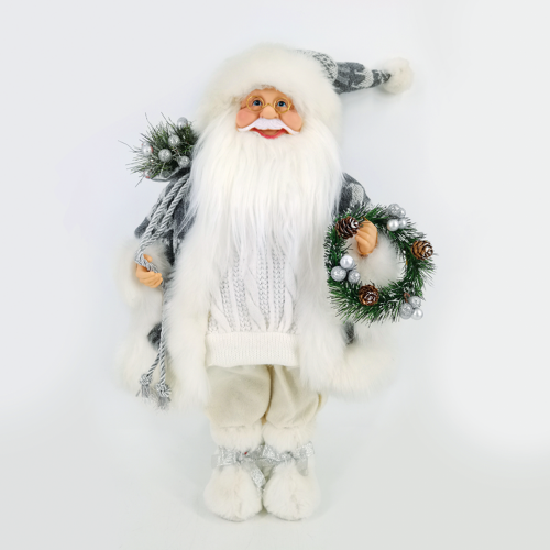 ACA LIGHTING - ^ DECO FABRIC SANTA CLAUS WITH WREATH 45CM  X124504