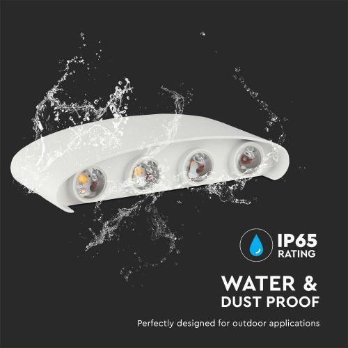 V-TAC - 7W LED Wall Light Sand White IP54 3000K SKU: 218617  VT-848