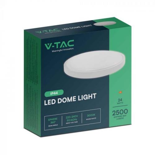 V-TAC - 24W LED Dome Light Round White Frame 4000K IP44 SKU: 76191