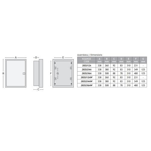 ACA LIGHTING - FLUSH MOUNTING 24 MODULES 2 ROWS TRANSPARENT 282U24A