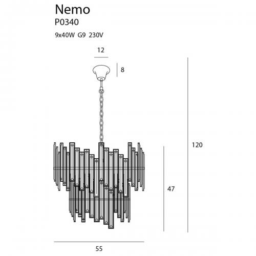 MAXLIGHT - Полилей NEMO P0340, Ø: 55 cм,9 x 40W E14 230V
