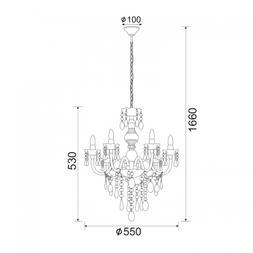 ACA LIGHTING - Полилей   SF64026B PENDANT 6X40W E14 ACRYLIC BLACK PEGASUS 