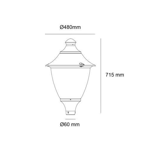 POLARIS LIGHTING - Парково осветително тяло влагозащитено GINO Ø480/H715mm E27 220V 6015