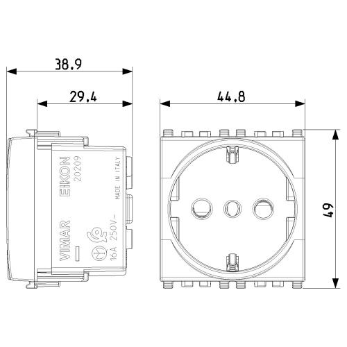 VIMAR - 20209.B - 2P+E 16A P30 outlet white