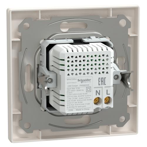 SCHNEIDER ELECTRIC - Asfora dual USB charger type A+C, 21W cream EPH2700523