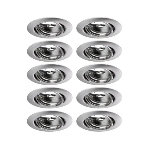 PAULMANN - 93399 Recessed light Base basic set pivoting round✴90mm <20°⚡GU10 max.10W 230V⚡dimmable✴brushed iron
