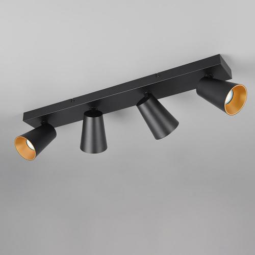 TRIO - Спот четворен, черен и златен ринг SHARP 817100432 4x GU10 10W черен
