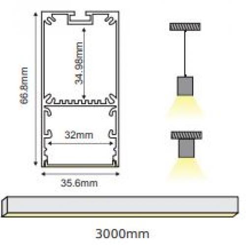 ACA LIGHTING - NERI ALUMINUM PROFILE WITH OPAL COVER 3m/pc  P210U