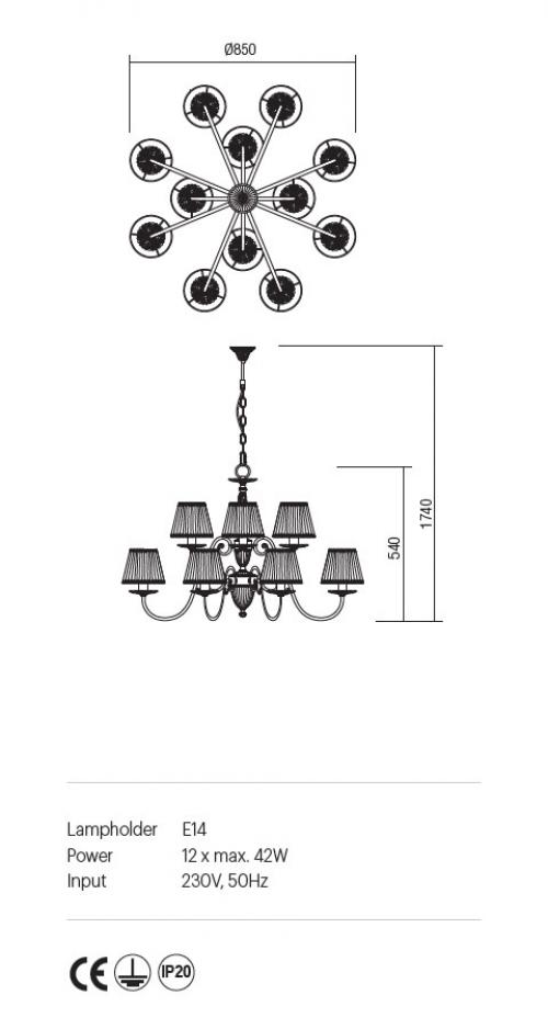 INCANTI - Полилей  CLOE ICL C12 14 01 CAND 12X42W E14