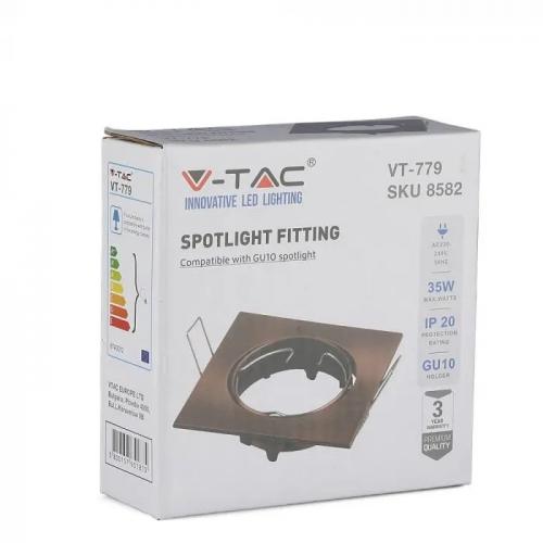 V-TAC - GU10 Fitting Square Movable Bronze SKU: 8582