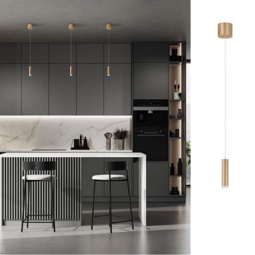 NOVA LUCE - Пендел  Д:3, Ш:12, В:120 см.   9070163   DOC ⚡ LED 5W ⚡ 370Lm ⚡ 3000K ⚡ CRI>90 ⚡ UGR<18 ⚡ ∡120° ⚡ 220-240V ✴ Месинг 