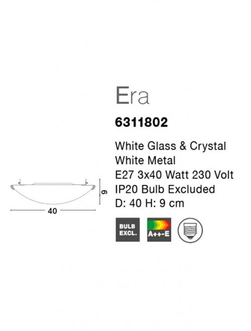 NOVA LUCE - ceiling luminaire  ERA 6311802 E27 3x40W  D:40 H:9cm