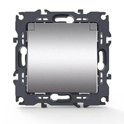 ACA LIGHTING - PRIME SCHUKO SOCKET WITH LID & SAFETY SHUTTER 1x2P+E 16A 250VAC IP20 MATT ALUMINUM 1000116103