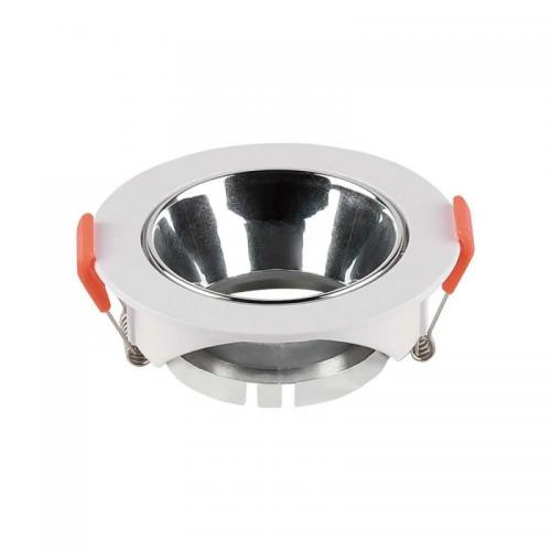 V-TAC - GU10 Корпус Кръг Бяла Рамка с Хром Рефлектор SKU: 6647 