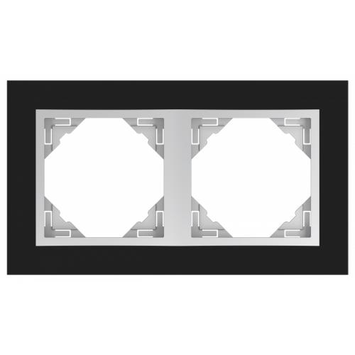 EFAPEL - DOUBLE FRAME BLACK GLASS/ALUMINIUM 90920 TEA LOGUS 90 Crystal