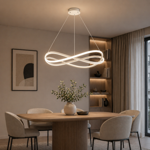 TNL - Полилей Spiral Ø500x120mm LED 64W с дистанционно, бял алуминий, желязо и акрил TNL1034WH