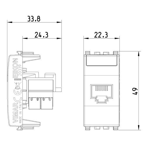 VIMAR - 20339.4.B - RJ45 Cat5e Netsafe UTP110 Интернет розетка Бял EIKON