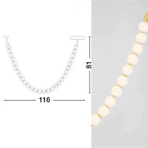 NOVA LUCE - Димируем пендел Д:116, В:81 см.  9186955  PERLA ⚡ LED 48W ⚡ 4031Lm ⚡ 3000K ⚡ 220-240V ⚡ IP20 ✴ Златист метал/Опалово стъкло 