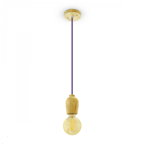 V-TAC -  3724 VT-7778 WOODEN PENDANT LIGHT -PURPLE WIRE