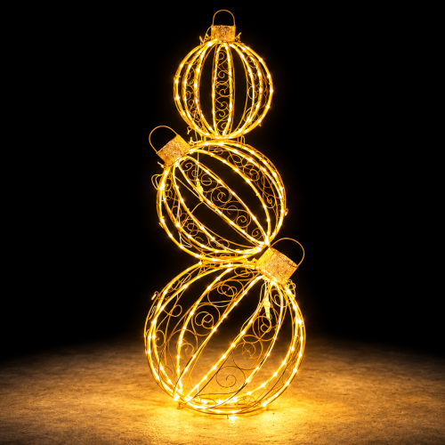 ACA LIGHTING - X076414105 3 топки 3D ефект, размер 51*51*130cm, 262 LED премигващи светлини, адаптор 35VDC, IP44 5m кабел