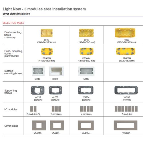 BTICINO - Frame 2 modules for mounting on a 3 module console white Light Now YA4819WW