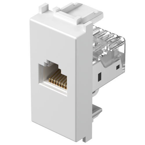 TEM - KM37PW Socket RJ45 Cat. 5e UTP 1M, color White gloss, Modul