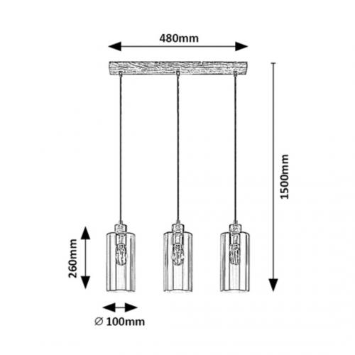 RABALUX - PENDANT TANNO 72123 E27 3X MAX 25W