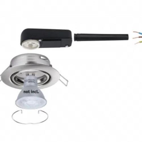PAULMANN - 93399 Recessed light Base basic set pivoting round✴90mm <20°⚡GU10 max.10W 230V⚡dimmable✴brushed iron