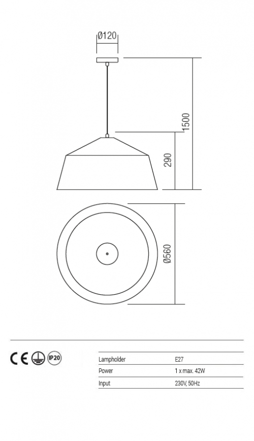 REDO GROUP - Пендел AYLA 01-1102 SUSP 1x42W E27 GOLD 