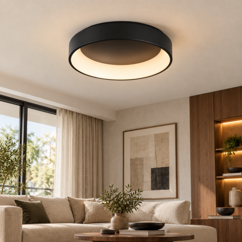 ACA LIGHTING - LED Плафон APOLLO 48W смяна на цветната температура 3000-4000-6000K 5350lm черен метал d60хh14cm BR81LEDC60BKCCT
