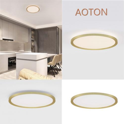 NOVA LUCE - Плафон  Д:40, В:5 см.    9030510   AOTON ⚡ LED 35W ⚡ 3279Lm ⚡ 2700 + 3000K ⚡ 220-240V ⚡ IP20 ✴ Пясъчнозлатист