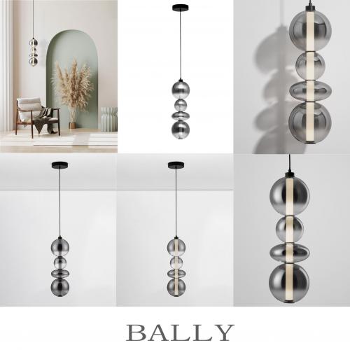 NOVA LUCE - Пендел   Д:20, В:197 см.    9030556   BALLY ⚡ LED 36W ⚡ 4619Lm ⚡ 3000K ⚡ 220-240V ⚡ IP20 ✴ Опушено сиво стъкло/Черен мат 