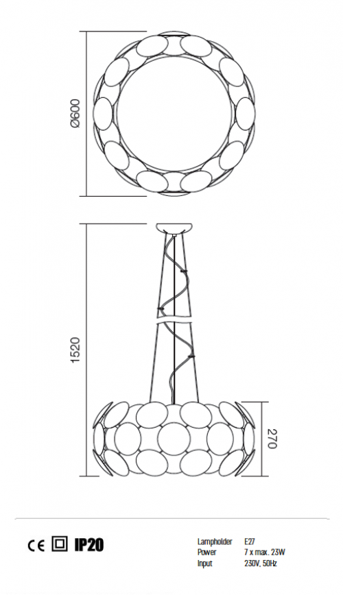 REDO GROUP - Полилей JOY 01-730 SU 7X23W E27 D60 