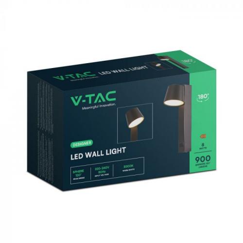 V-TAC - 8W LED Wall Light USB Function 3000K Black SKU: 23406