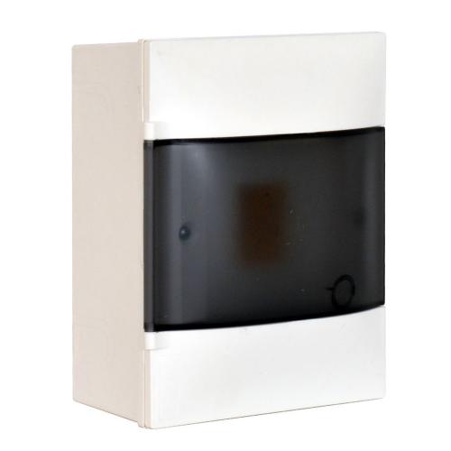 LEGRAND - 1 342 14 Practibox S surface mounting cabinet with earth and neutral terminal blocks - smoked door - 1 row with 4 modules per