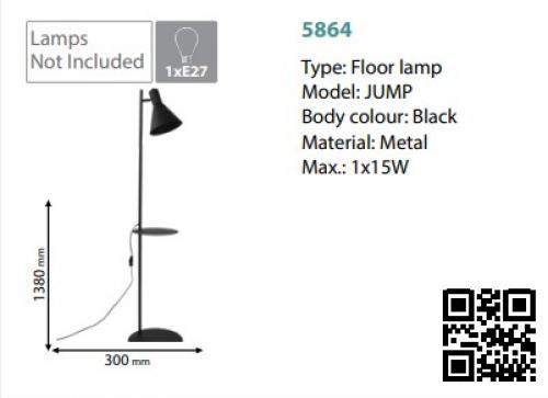 TKLighting - Floor lamp JUMP 1XE27 BLACK 1x15W 5864