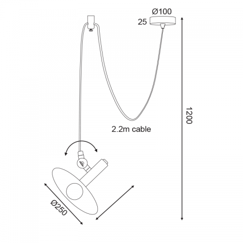 ACA LIGHTING -  Пендел  OD691P25BK