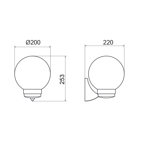 ACA LIGHTING - Градински аплик Ø200 влагозащитен IP44 PLGM1W