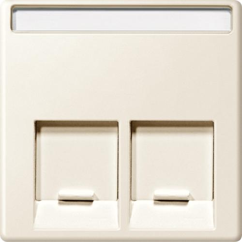 SCHNEIDER ELECTRIC - MTN469944 Cen.pl. 2-gang f. Schneider Electric RJ45-Connector, white, glossy, System M