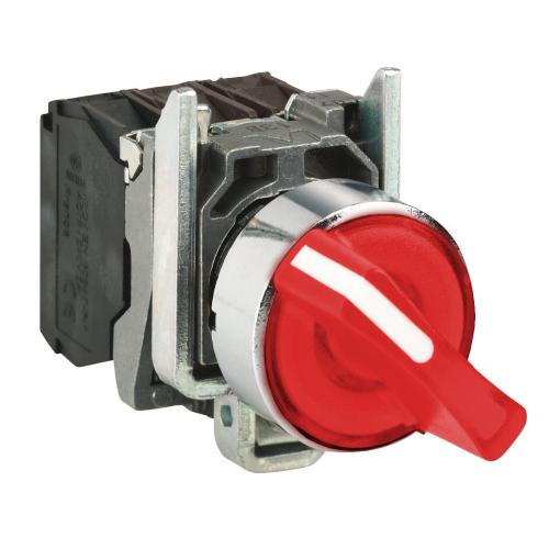 SCHNEIDER ELECTRIC - Selector switch illuminated red 1-2 1NO-1NC 230...240Vac Ø22mm XB4 XB4BK124M5