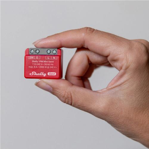 SHELLY - Smart Relay Micro-Module Shelly 1PM Mini Gen4 – 1 × On/Off, 8 A, with Power Metering, Requires Neutral-070809