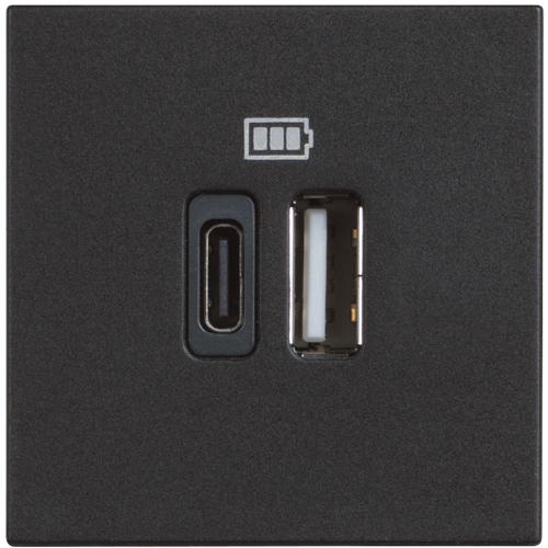 BTICINO - RG4287C2 5 Vdc USB charger TYPE A and C for quick charge black