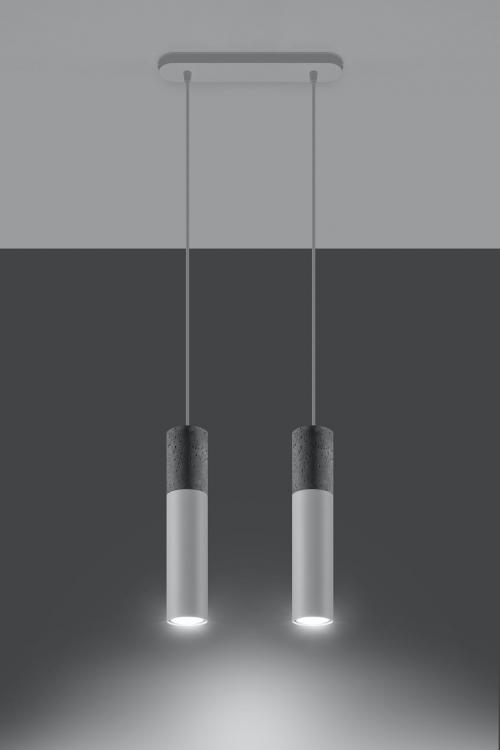SOLLUX - pendant  lamp BORGIO 2 white grey concrete steel SL.0648