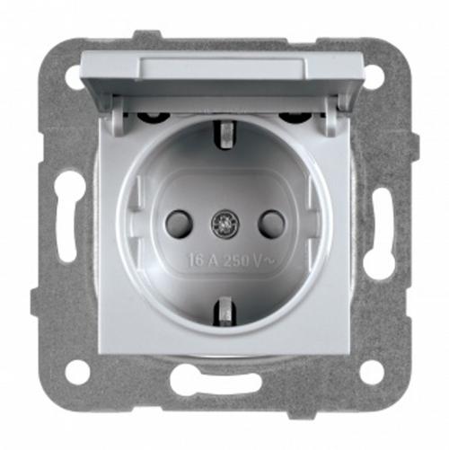 PANASONIC - Socket 2P+E,With Lid and Child Protection WKTT02102SL‐EU1 silver
