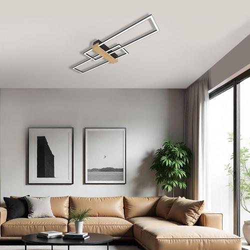 VIVALUX - LED ceiling light LUCAS 30W black+wood CCT 3000-4000-6400K - VIV005164